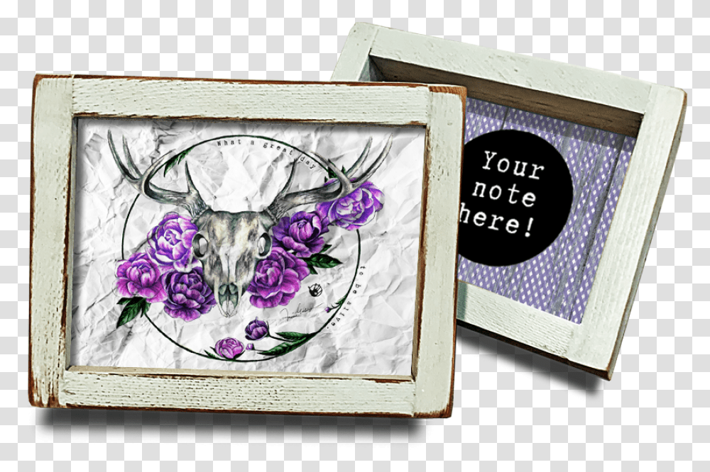 Great Day Skull Picture Frame, Floral Design, Pattern, Graphics, Art Transparent Png