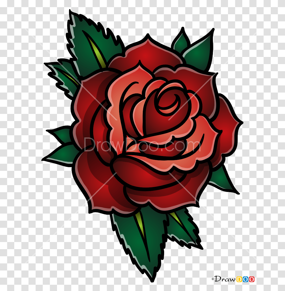 Great How To Draw Rose Tattoo Old School Inspiration Old School Rose Tattoo Drawing, Plant, Flower, Blossom, Carnation Transparent Png