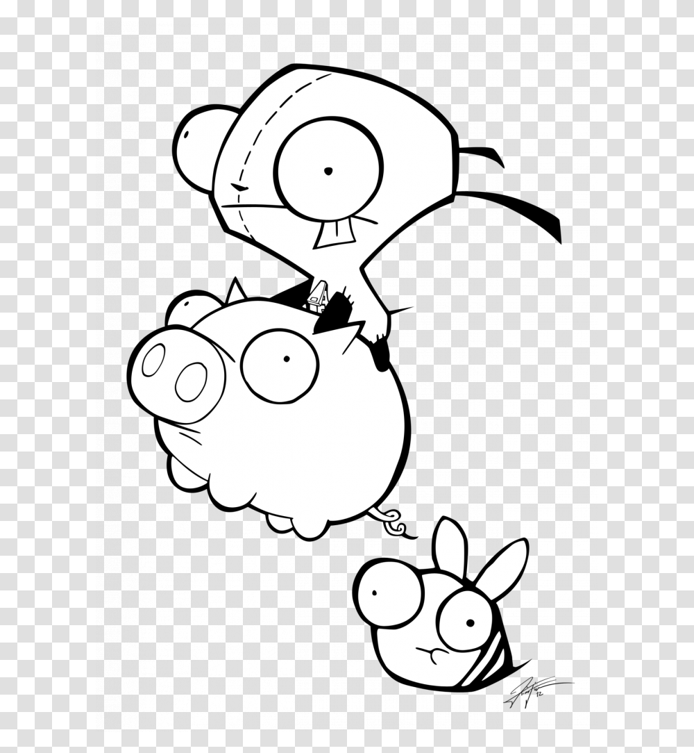 Great Invader Zim Coloring Pages Online Unlimited Piggy Gir From Invader Zim, Stencil, Face Transparent Png