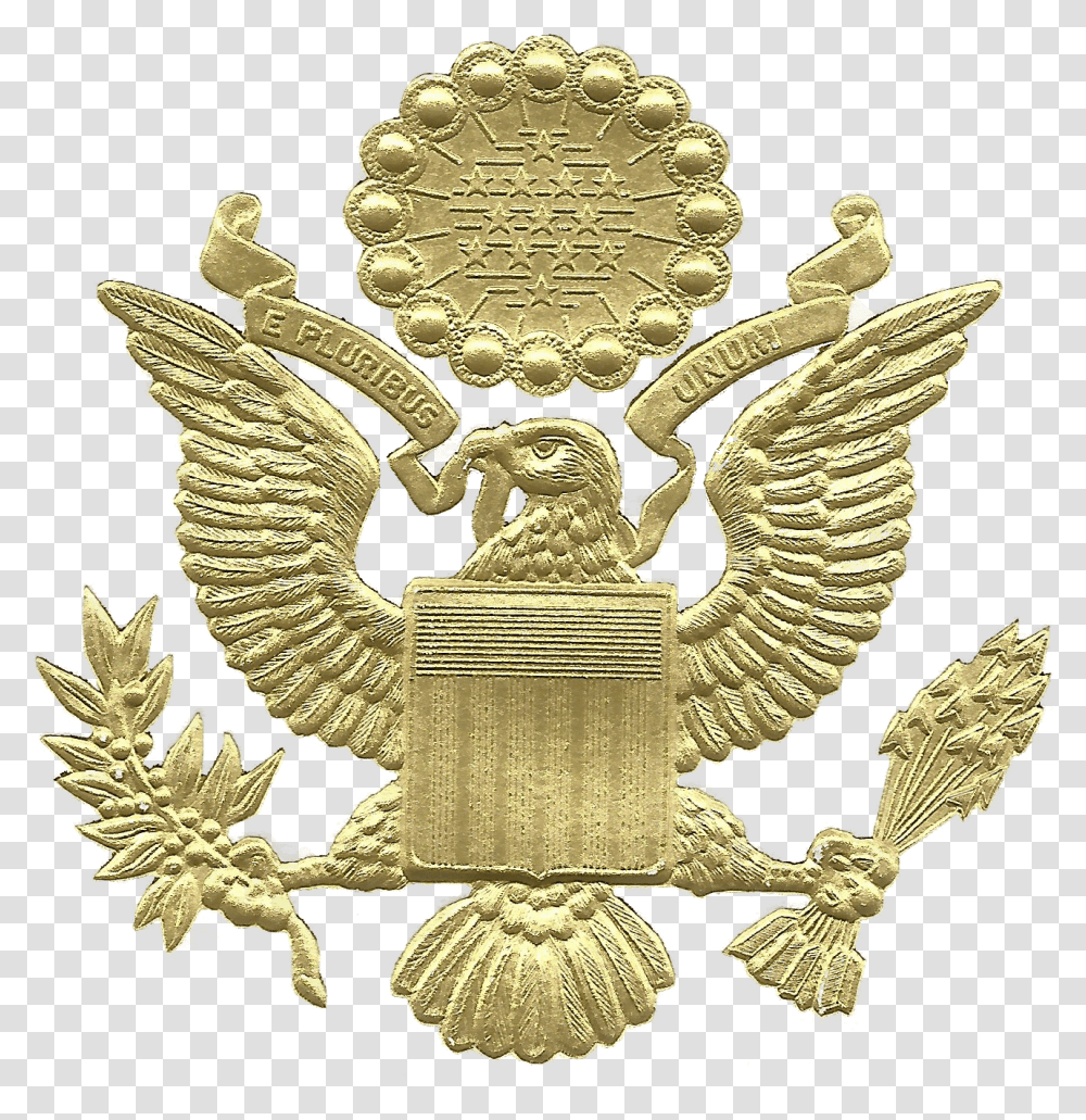 Great Seal Of The United States United States Gold Eagle Logo, Symbol, Trademark, Badge, Emblem Transparent Png