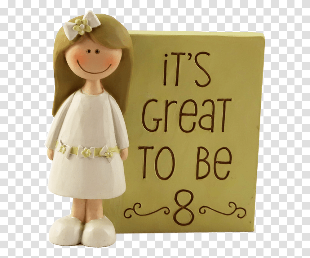 Great To Be Eight Child Figurine Blonde Hair Its Great To Be Eight, Doll, Toy, Text, Clothing Transparent Png