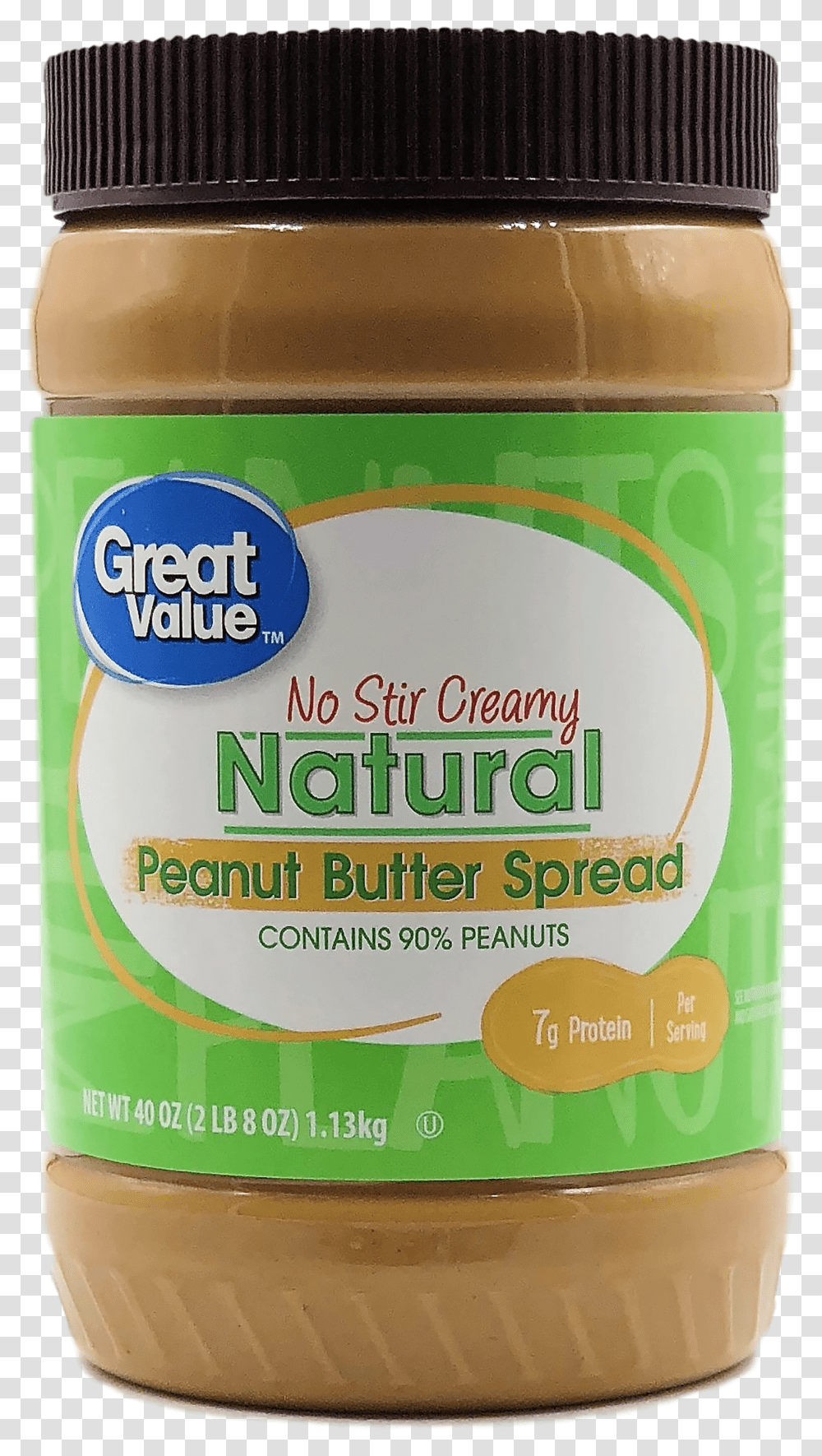 Great Value Natural Creamy Peanut Butter Nutrition Transparent Png