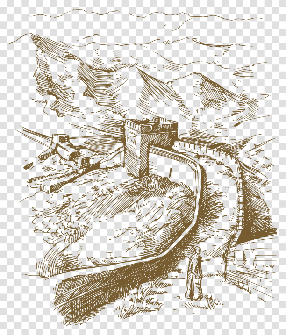 Great Wall Of China Illustration, Drawing Transparent Png