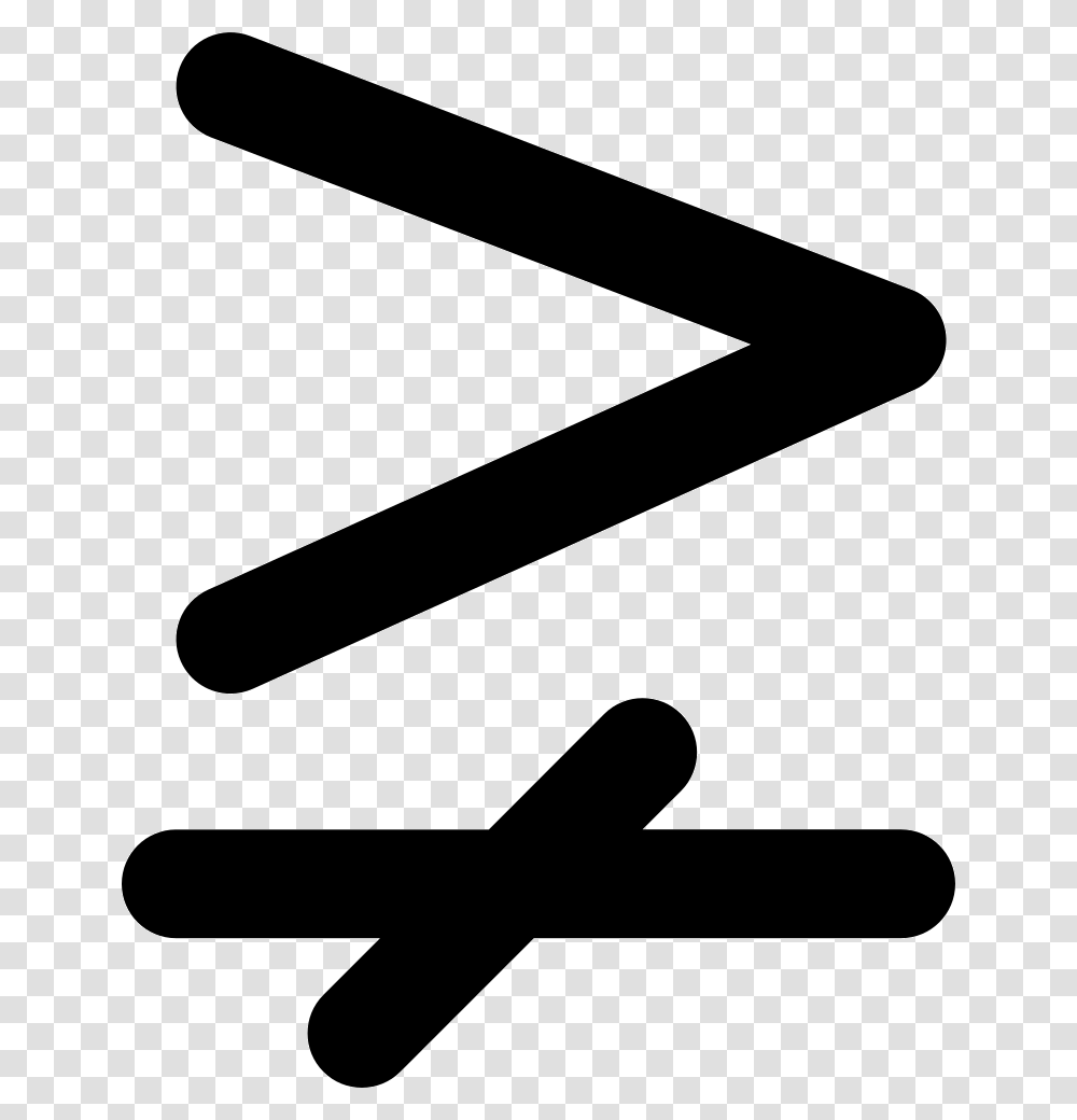 Greater Than And Single Line Not Equal To Maths Sign Greater Than Not Equal, Triangle, Baseball Bat Transparent Png