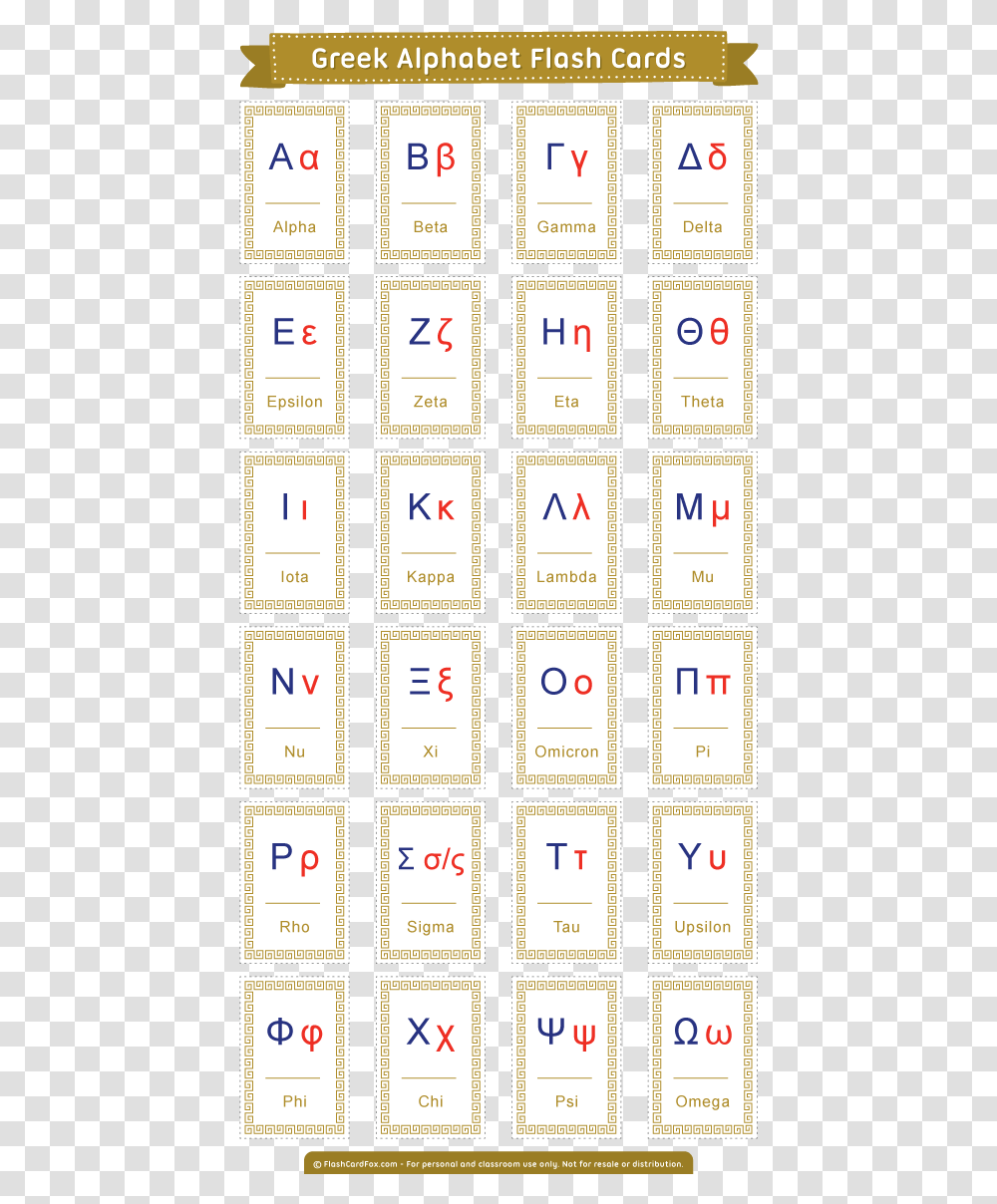 Greek Alphabet Flash Cards Printable, Number, Calendar Transparent Png