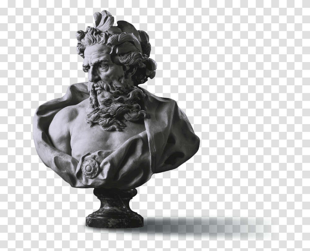 Greek Art Bust Lambert Sigisbert Adam Neptune, Sculpture, Statue, Person, Human Transparent Png