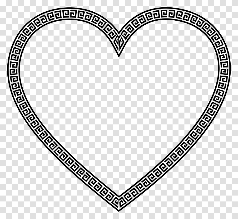 Greek Border Art Deco Heart Clipart, Gray, World Of Warcraft Transparent Png