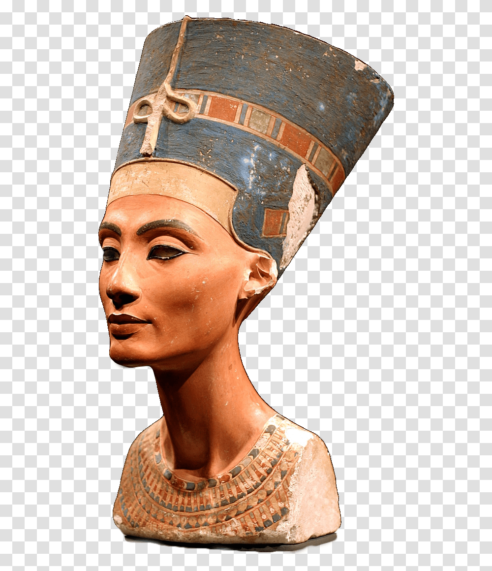 Greek Bust Queen Nefertiti Painted Limestone, Head, Person, Helmet Transparent Png