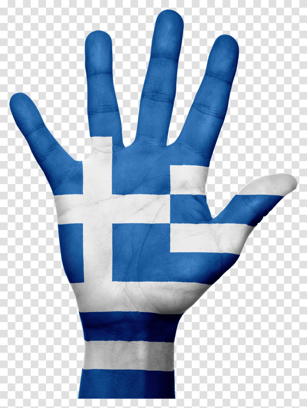 Greek Flag On A Hand, Apparel, Glove, People Transparent Png