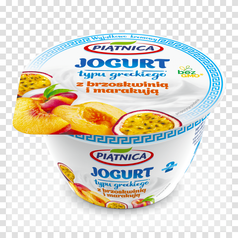 Greek Yoghurt With Peach And Passion Fruit G, Yogurt, Dessert, Food, Ketchup Transparent Png