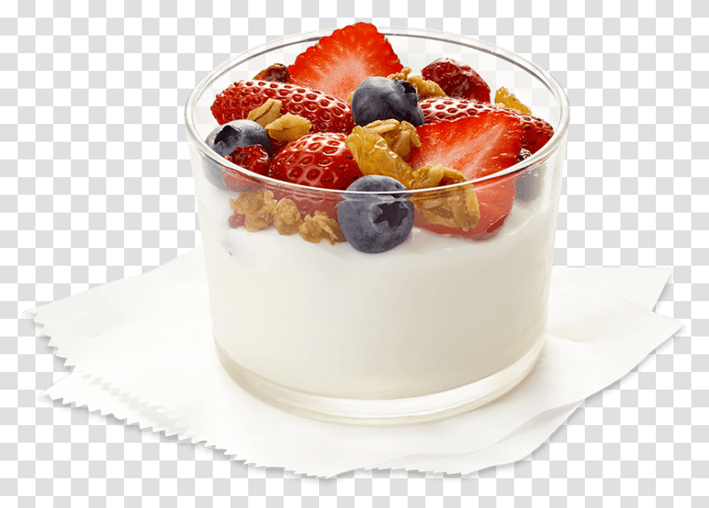 Greek Yogurt Parfait W GranolaSrc Https Yogurt Parfait White Background, Dessert, Food, Plant, Ice Cream Transparent Png