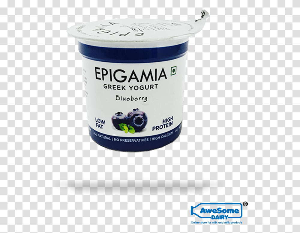 Greek Yogurtblueberry Yoghurt Online Blueberry Epigamia Greek Yogurt, Dessert, Food, Shaker, Bottle Transparent Png