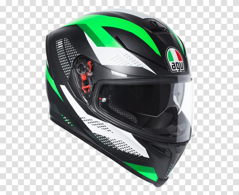 Green Agv Motorcycle Helmet, Apparel, Crash Helmet Transparent Png