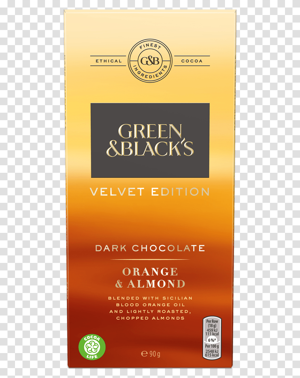 Green Amp Black S Orange Amp Almond Dark 90g Bar Almond And Orange Chocolate, Poster, Advertisement, Flyer, Paper Transparent Png