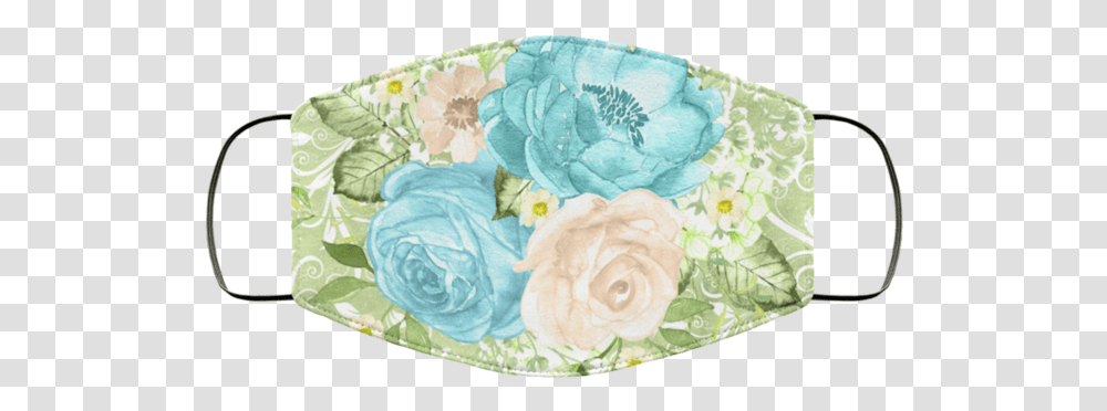 Green And Blue Flowers 3 Layers Face Mask Pretty Face Mask Flower, Diaper, Pottery, Applique, Rose Transparent Png