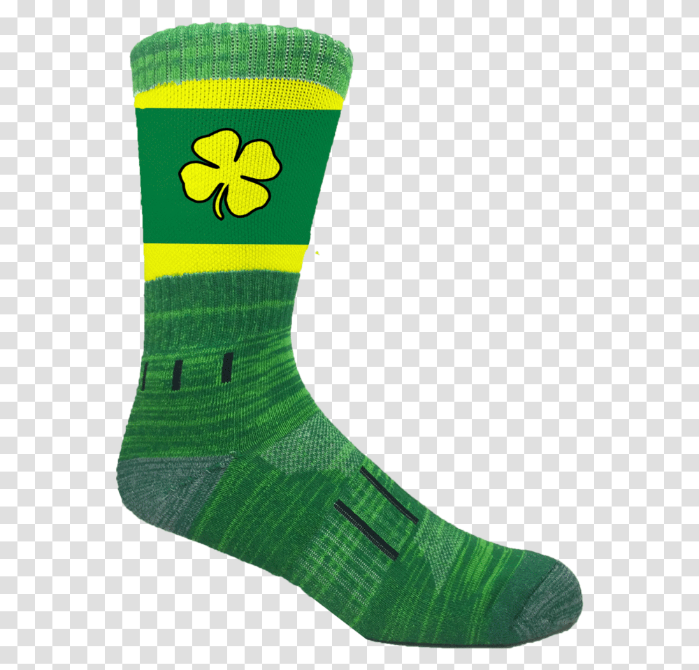 Green And Gold Irish Lucky Clover Athletic Crew Sock, Apparel, Shoe, Footwear Transparent Png