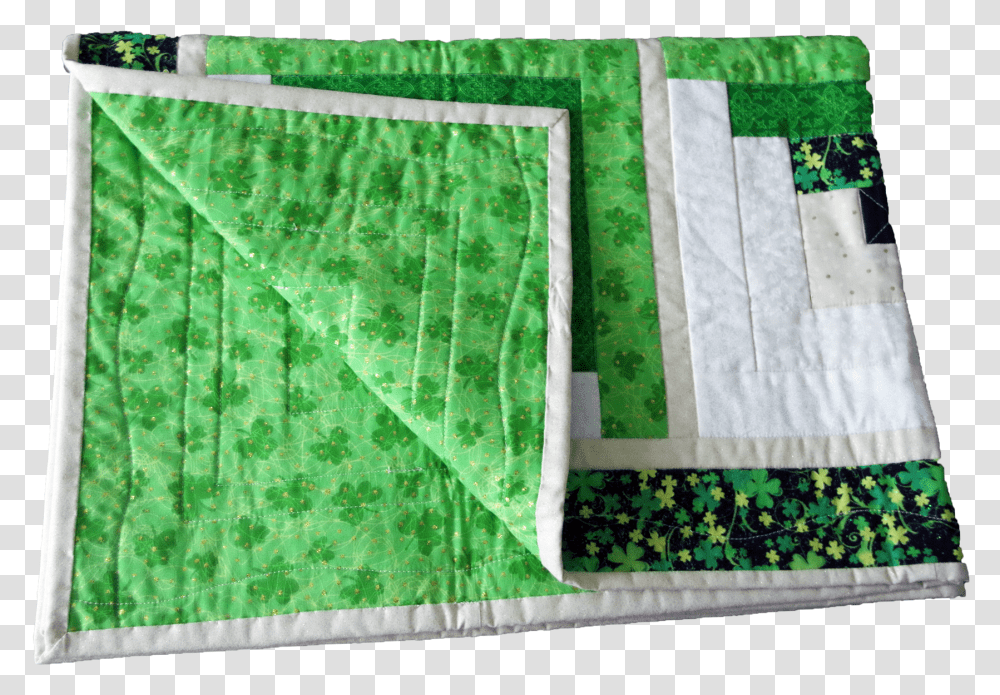 Green And White Shamrock Patterned Tablecloth Quilt, Rug, Blanket, Patchwork, Applique Transparent Png