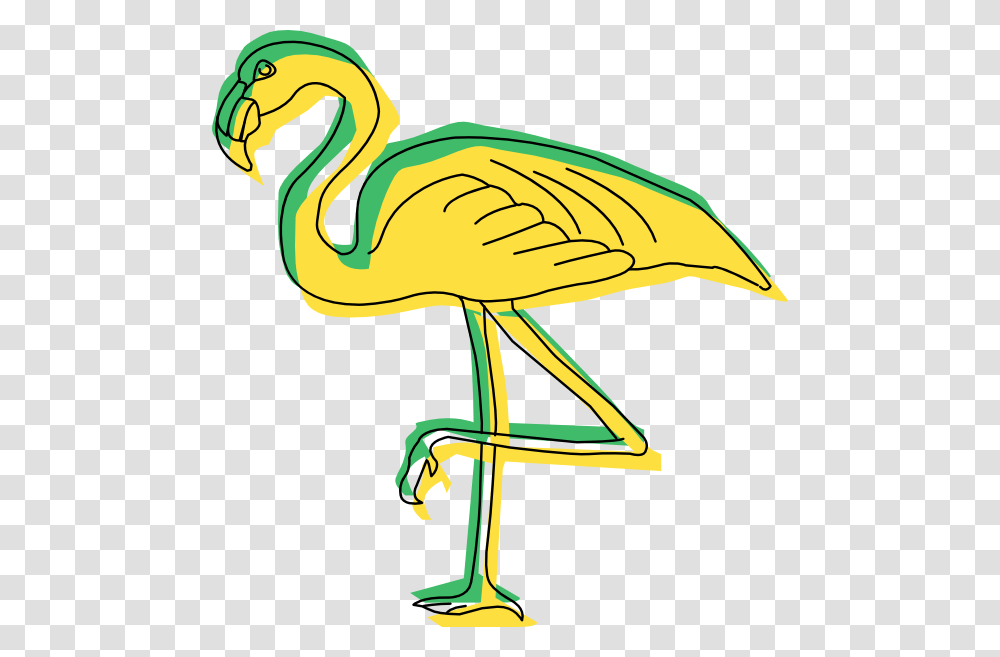 Green And Yellow Flamingo Art Clip Arts For Web, Animal, Bird, Beak Transparent Png