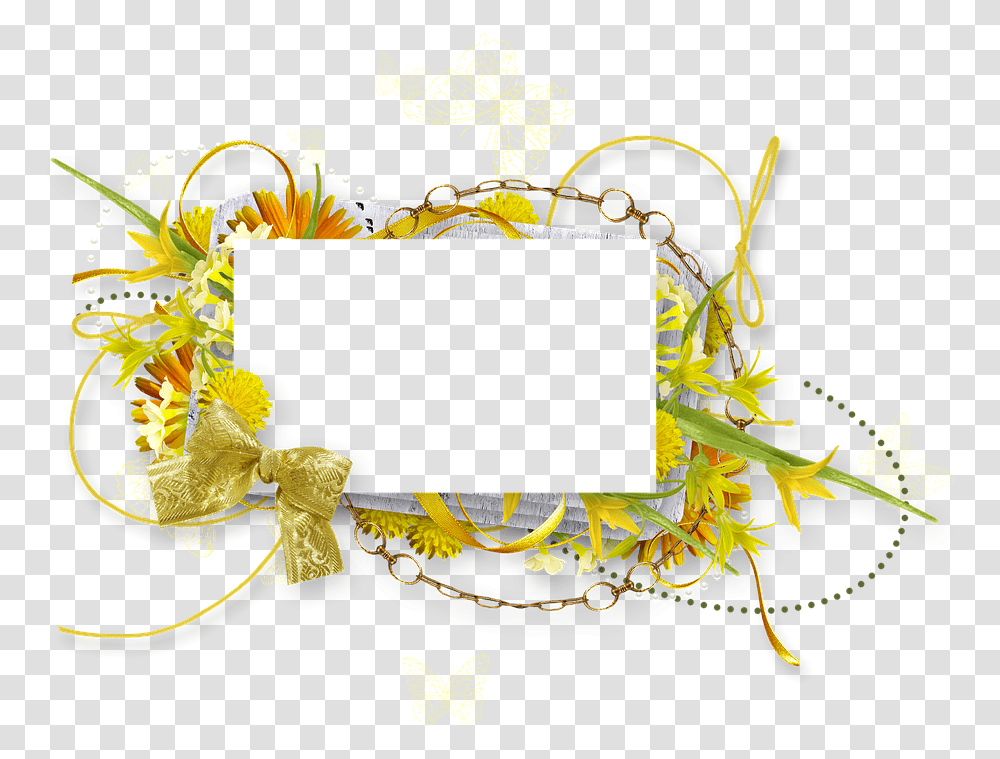 Green And Yellow Frame, Floral Design, Pattern Transparent Png