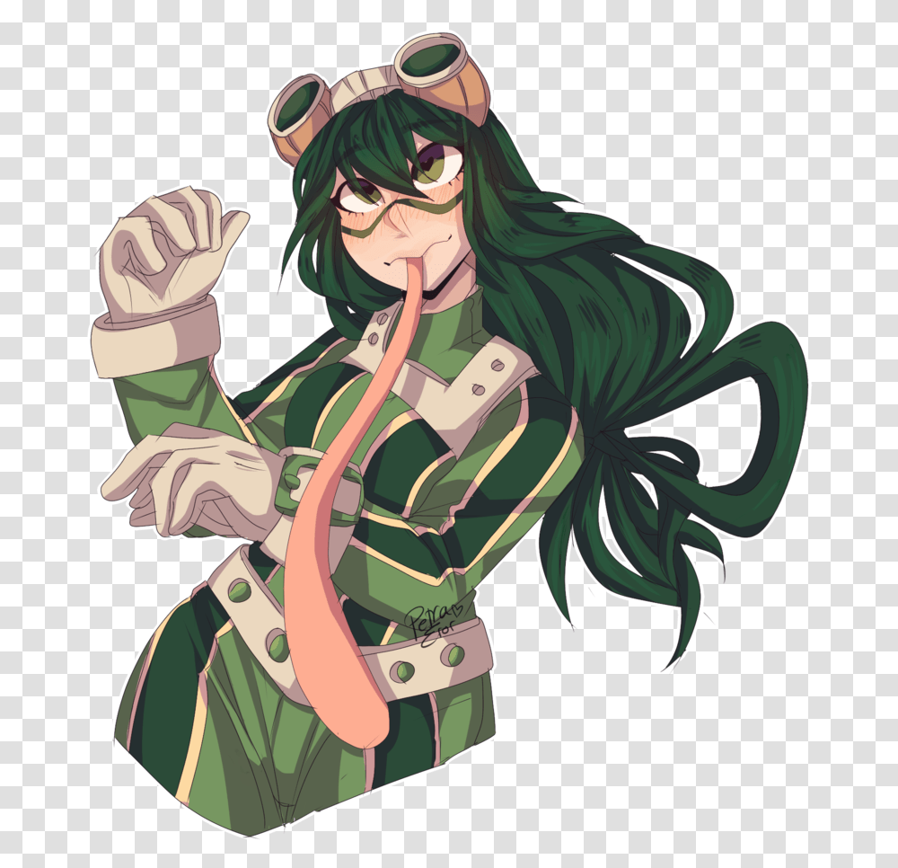Green Anime Fictional Character Tsuyu Asui, Hand, Person, Human, Fist Transparent Png