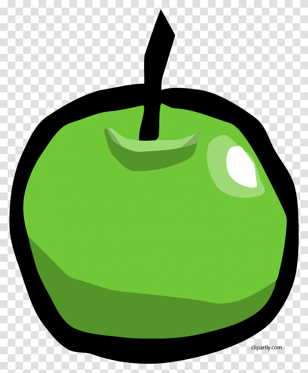 Green Apple Bold Edge Clipart Cartoon Apple, Tennis Ball, Sport, Sports, Plant Transparent Png