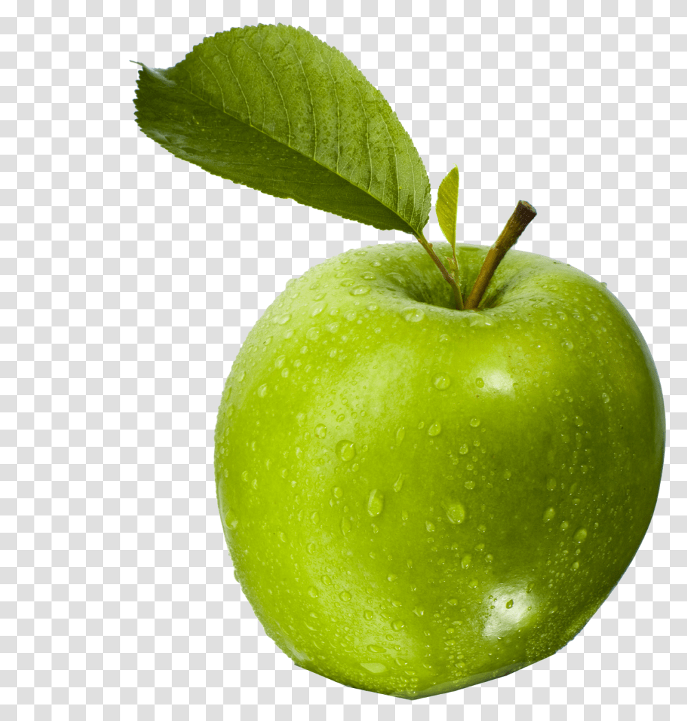 Green Apple Image Green Apple With Leaves, Tennis Ball, Sport, Sports, Plant Transparent Png