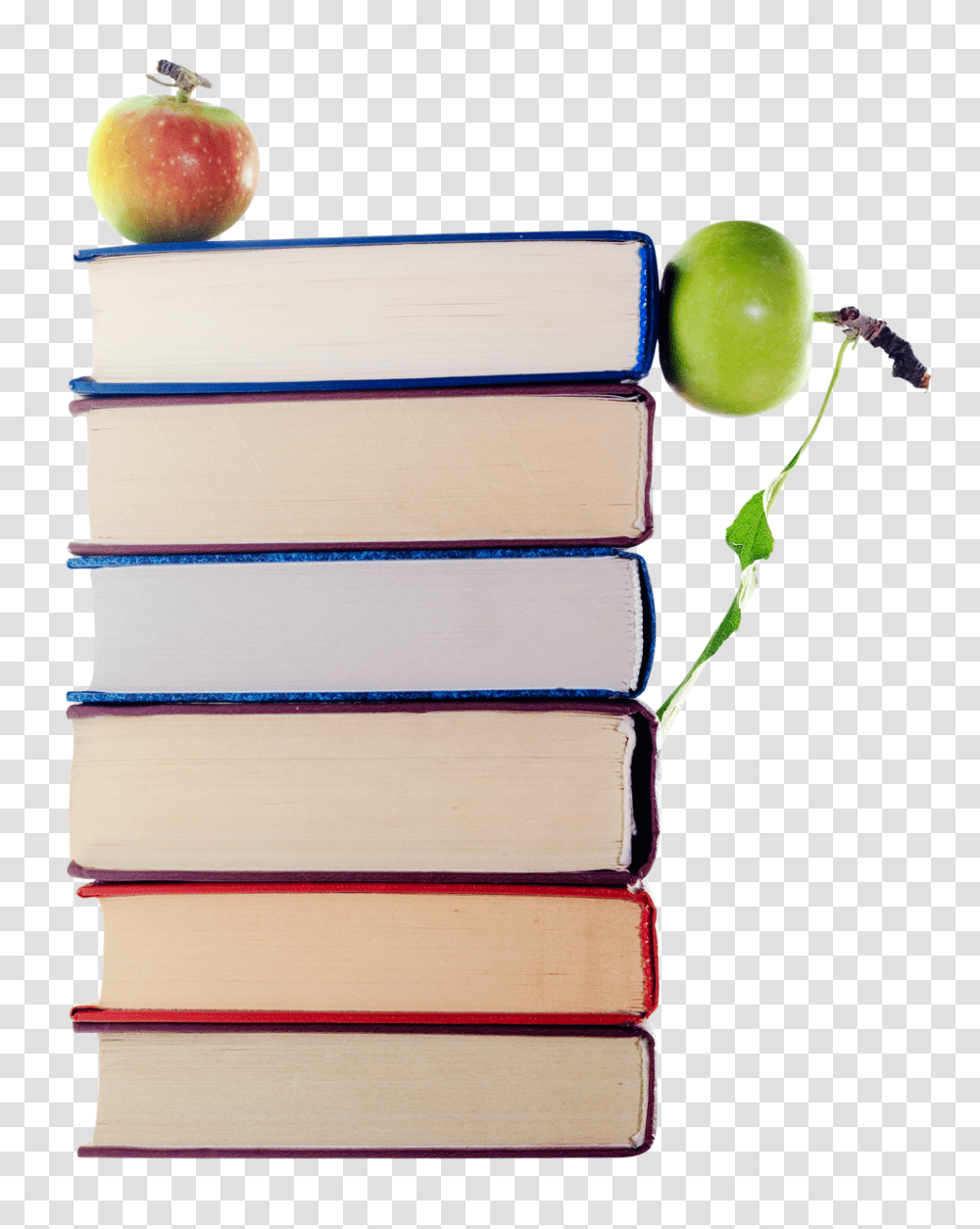 Green Apples In Stack Of Books Image, Plant, Fruit, Food, Novel Transparent Png