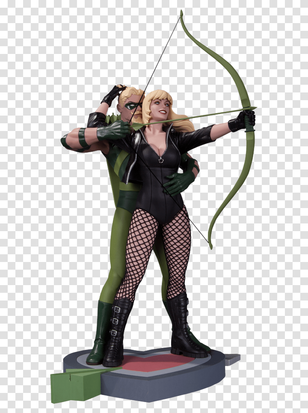Green Arrow Amp Black Canary Statue Arrow And Black Canary Statue, Archer, Archery, Sport, Bow Transparent Png
