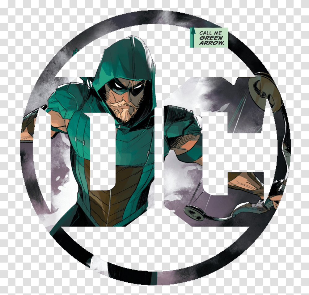 Green Arrow Dc Logo Green Arrow Dc Logo, Helmet, Clothing, Apparel, Person Transparent Png