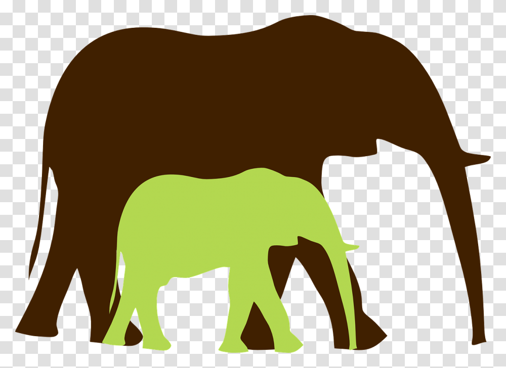 Green Baby Elephant And Mom 2 Clip Art At Clkercom, Mammal, Animal, Wildlife, Buffalo Transparent Png