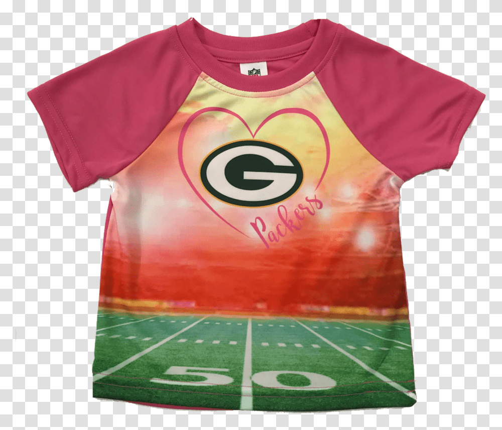 Green Bay Packers Infant Pink Synthetic Heart T Shirt Green Bay Packers, Clothing, Apparel, T-Shirt, Jersey Transparent Png