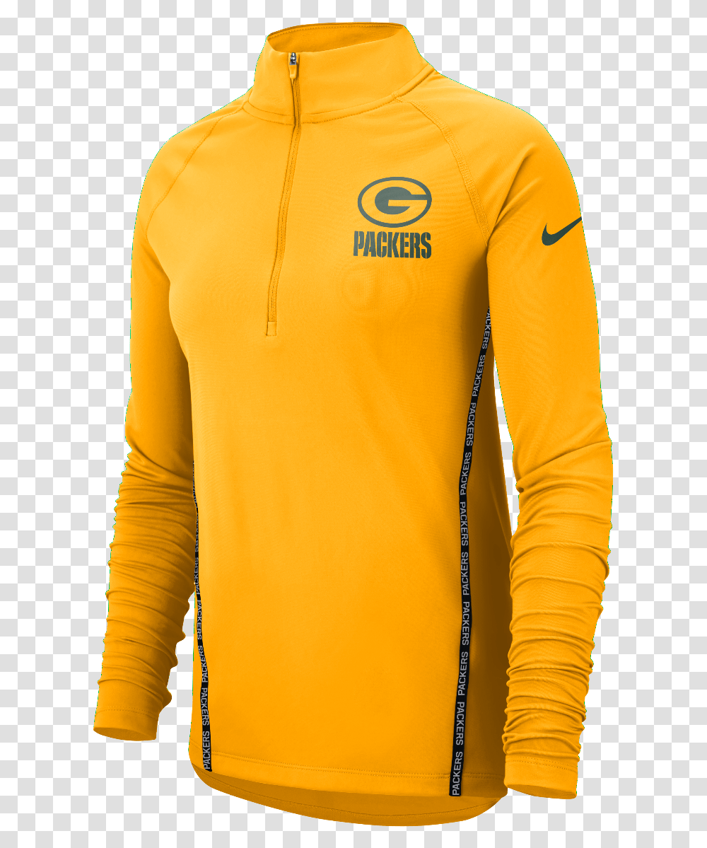 Green Bay Packers Ladies Gold Core 12 Zip Pullover Active Shirt, Sleeve, Clothing, Apparel, Long Sleeve Transparent Png