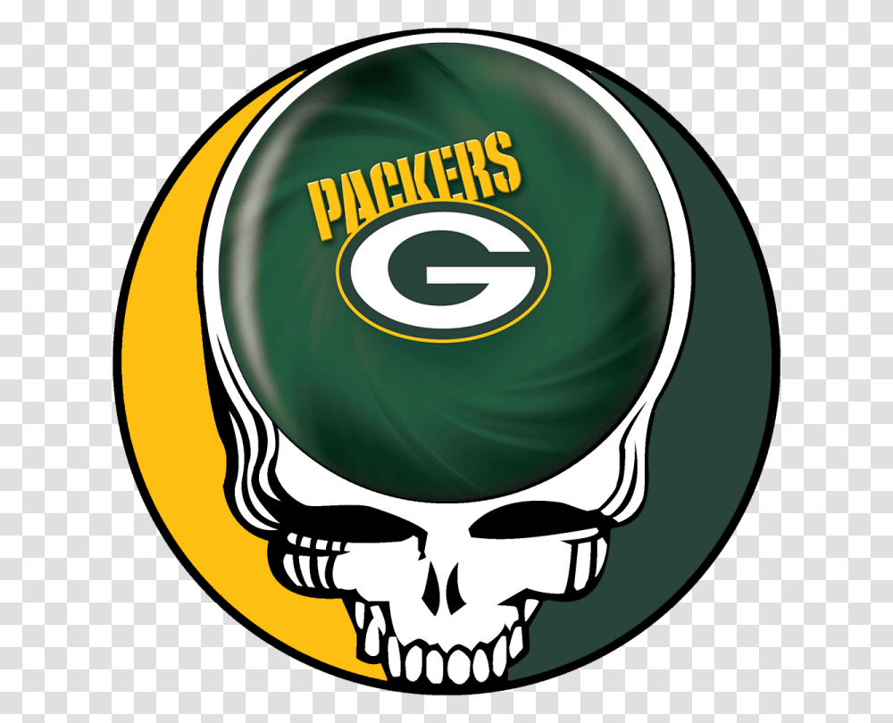 Green Bay Packers Skull Logo Iron On Transfers Grateful Dead Steal Your Face, Label, Trademark Transparent Png