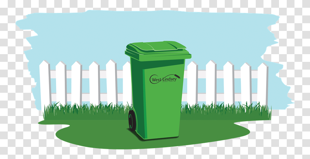 Green Bins Illustration With Background Garden Rubbish Background, Mailbox, Letterbox, Fence, Picket Transparent Png