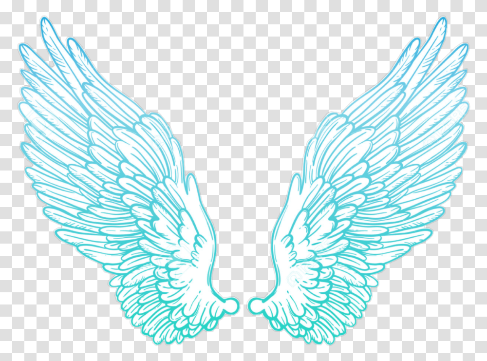 Green Blue Neon Glowing Wings Swirl Spiral Green Pink And Blue Angel Wings, Bird, Animal, Archangel Transparent Png