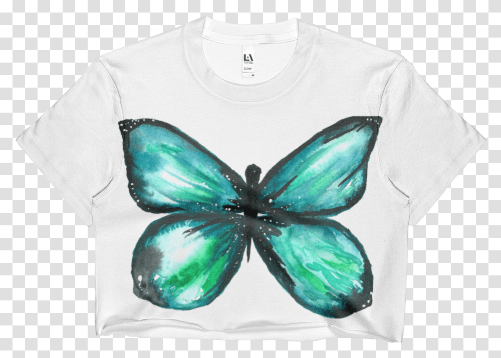 Green Butterfly Edgy Ladies Crop Top Lycaenid, Apparel, Sleeve, Long Sleeve Transparent Png