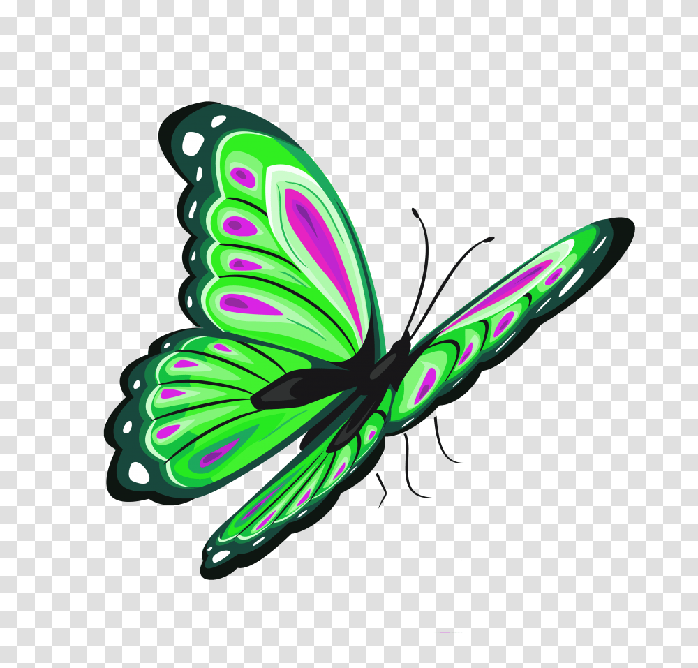 Green Butterfly Group With Items, Floral Design, Pattern Transparent Png