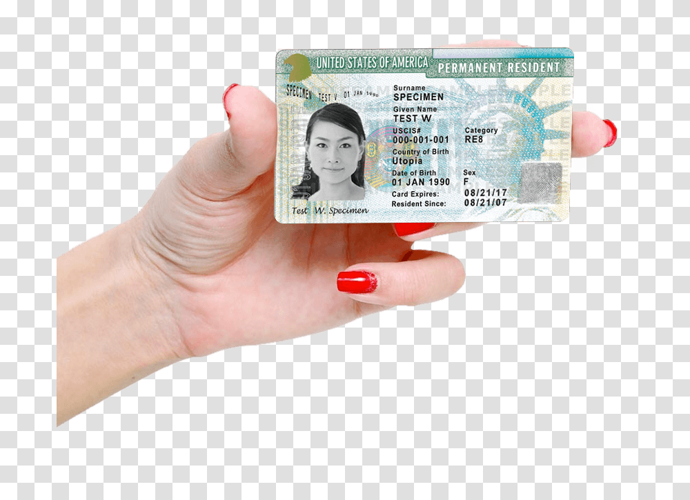 Green Card, Person, Human, Id Cards Transparent Png