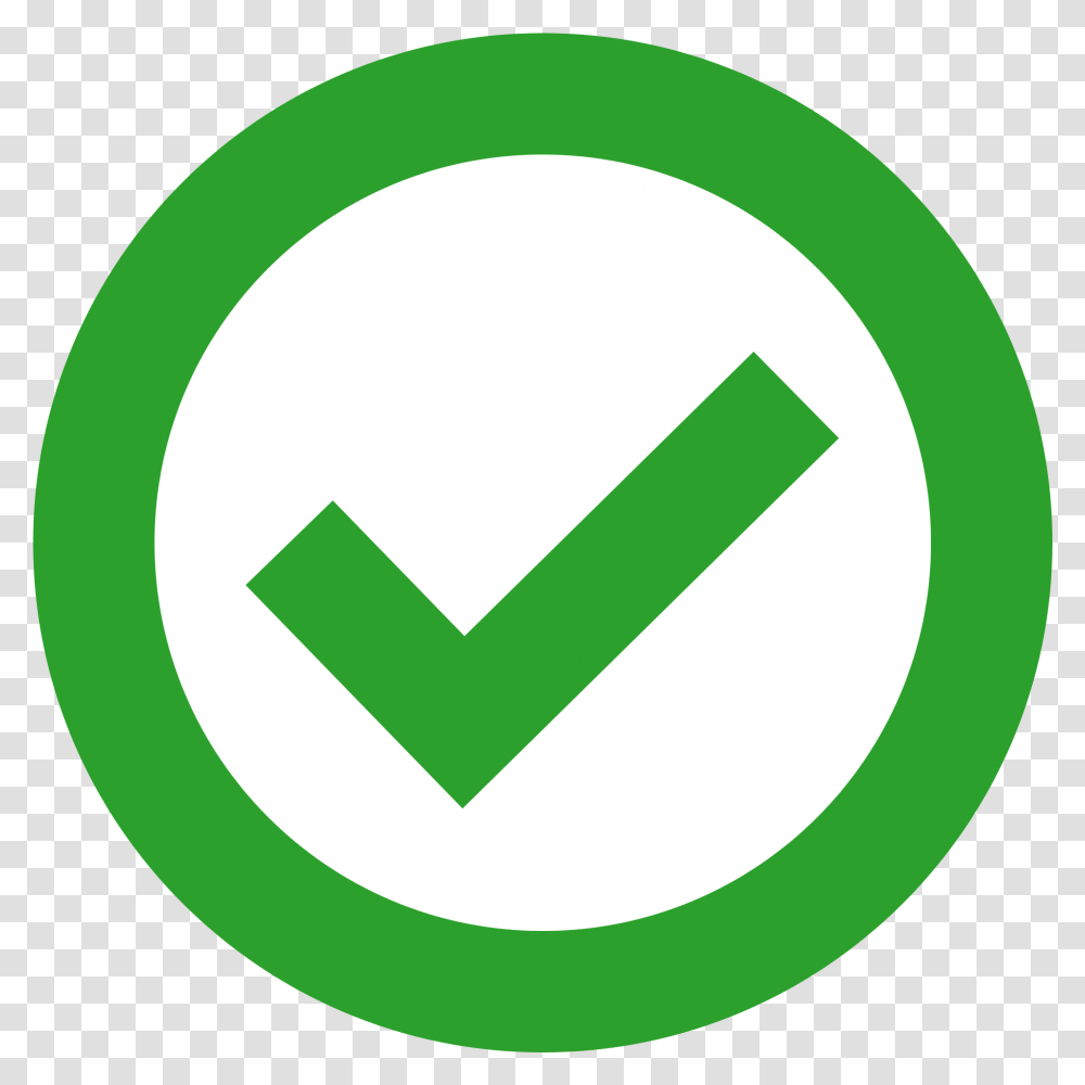 Green Check In Circle, Recycling Symbol, Logo, Trademark Transparent Png