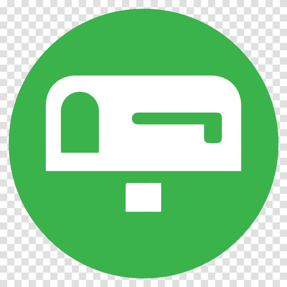 Green Check Mark Icon Con Post Box Icon Green Green Po Box Icon, First Aid, Text, Symbol, Logo Transparent Png