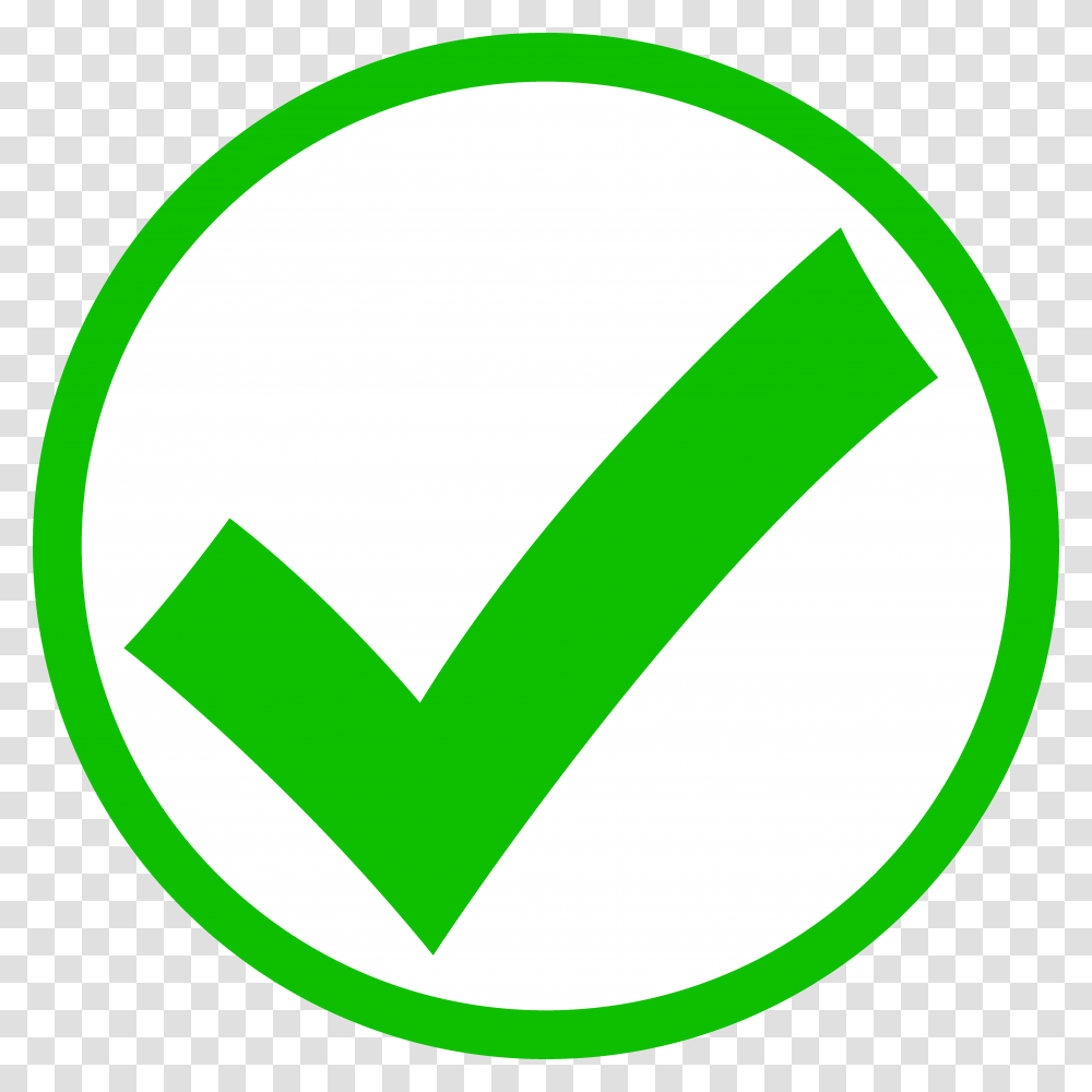 Green Check Mark In Circle, Recycling Symbol, Logo, Trademark Transparent Png