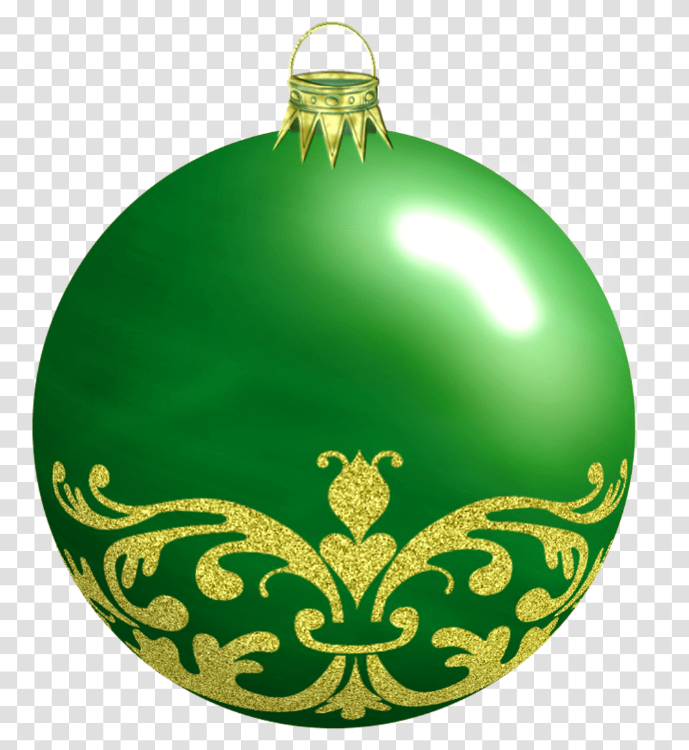 Green Christmas Bauble With Ornaments Background Christmas Ornament, Tennis Ball, Sport, Sports, Rug Transparent Png