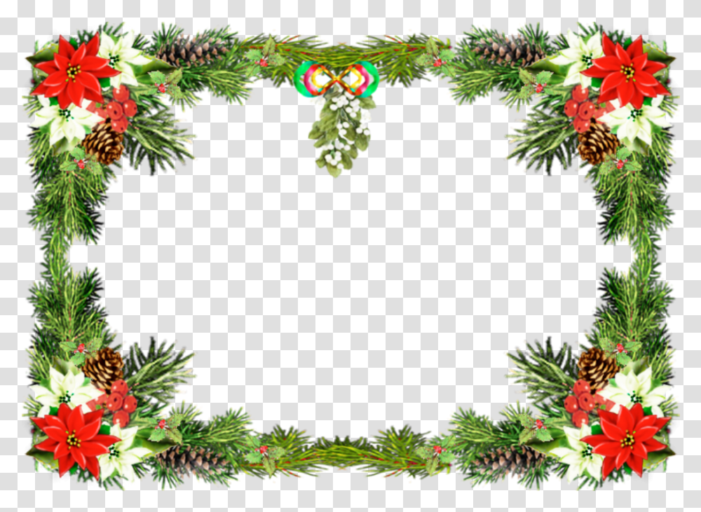 Green Christmas Border Christmas Card Background, Tree, Plant, Conifer, Ornament Transparent Png