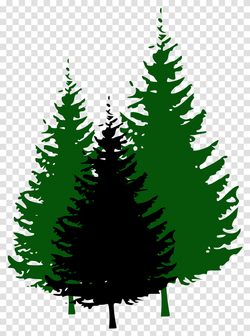Green Christmas Tree Silhouettes Clipart Pine Tree Silhouette, Plant, Fir, Abies, Conifer Transparent Png