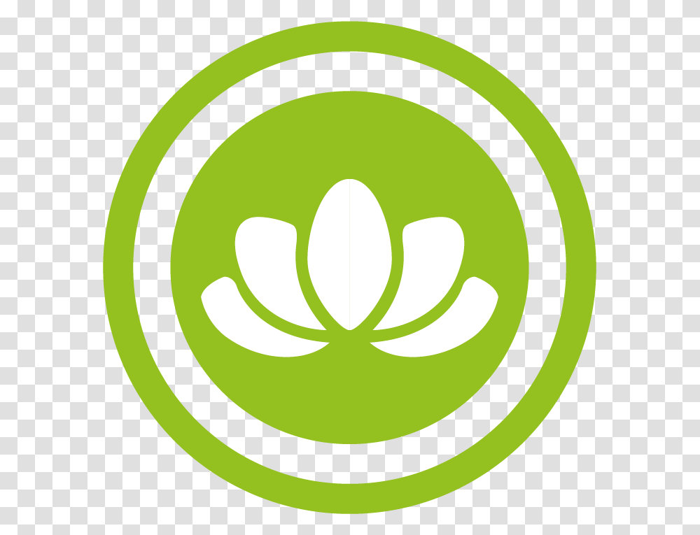 Green Circle With Lotus Flower Inside Circle, Logo, Trademark, Plant Transparent Png