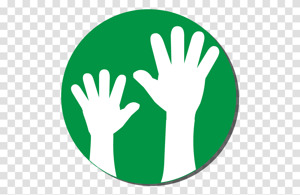 Green Circular Button With Raised Hands On It To Volunteer Sign, Crowd, Face, Performer Transparent Png