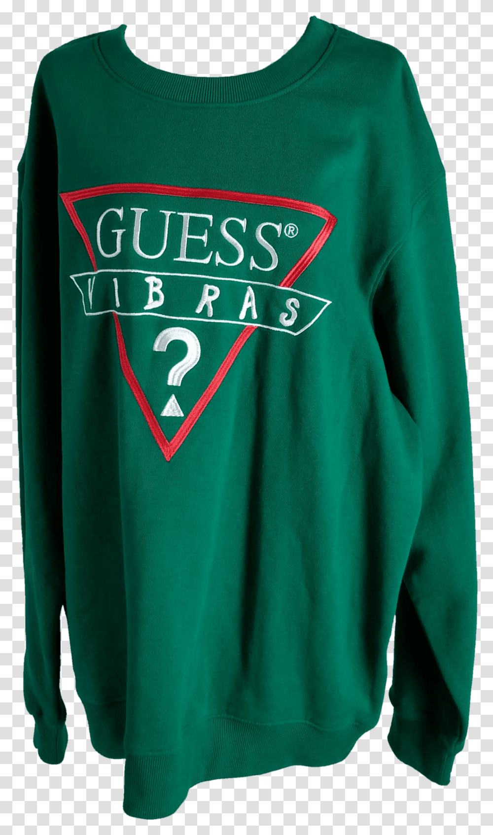 Green Crewneck Sweatshirt By Guess X J Balvin, Apparel, Sweater, Sleeve Transparent Png