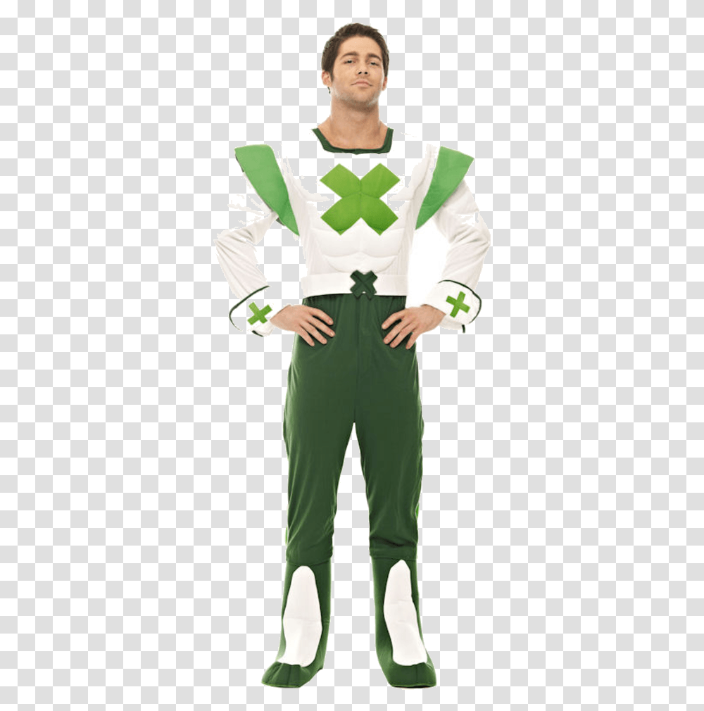 Green Cross Code Man Costume, Sleeve, Apparel, Person Transparent Png