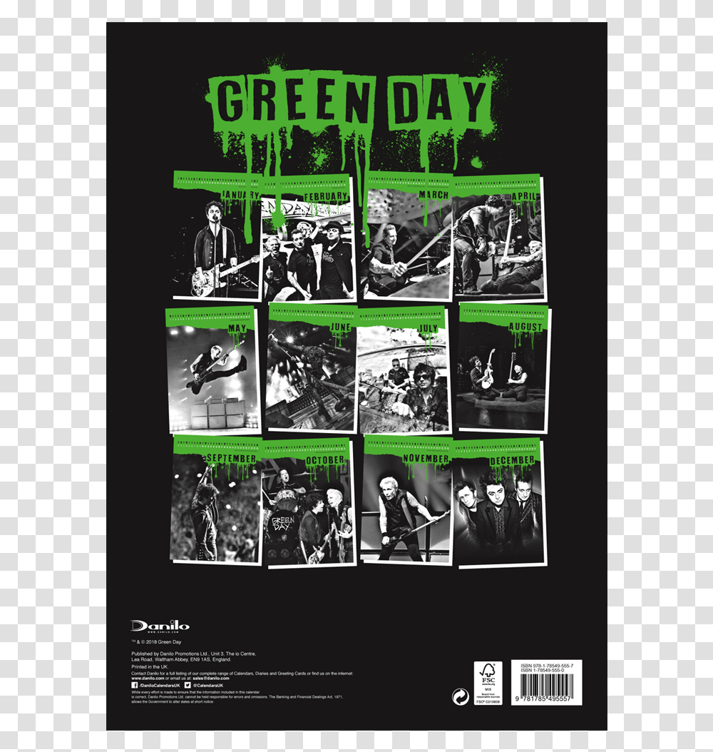 Green Day Calendar 2019, Person, Human, Poster, Advertisement Transparent Png