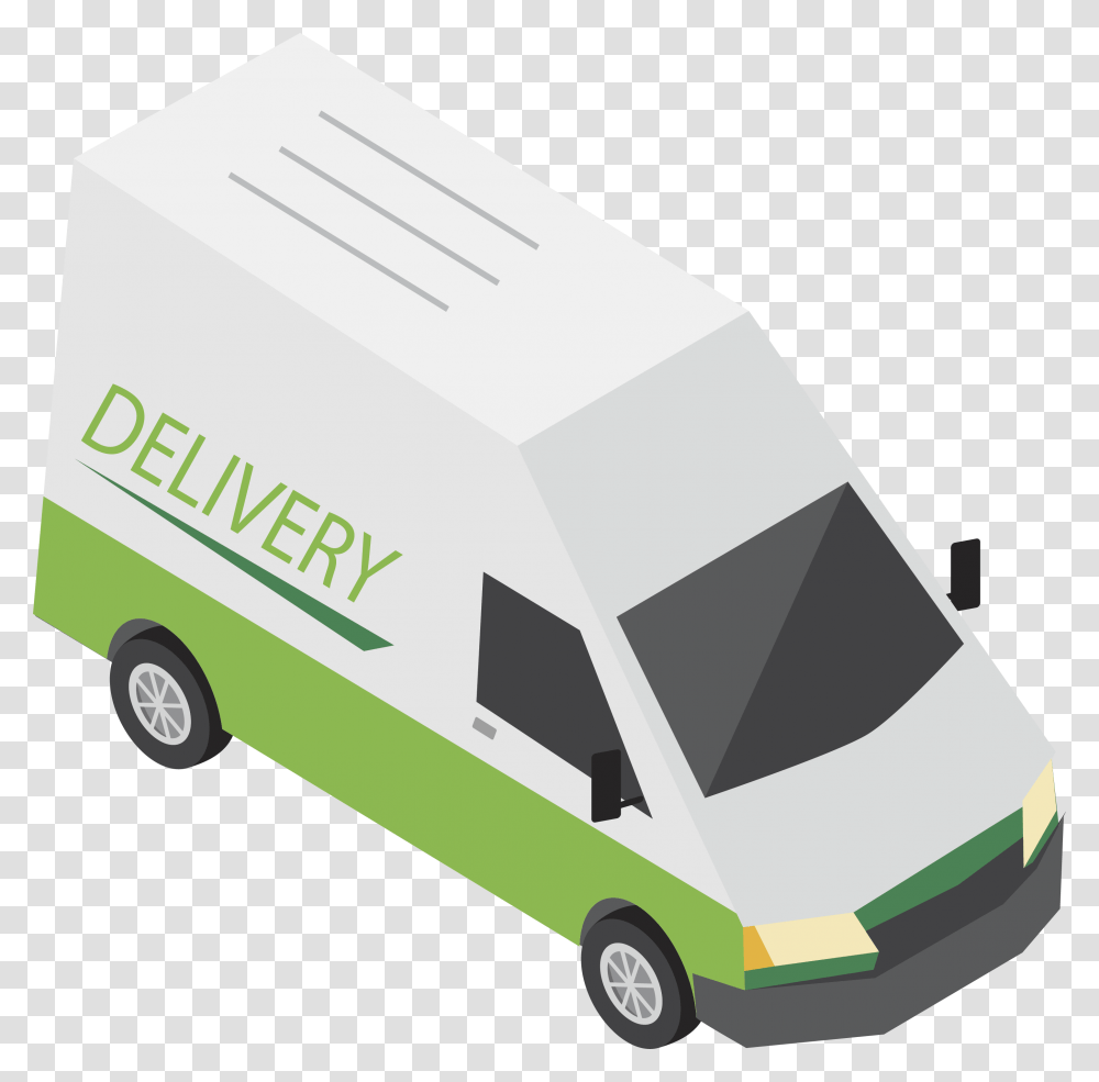 Green Delivery Car, Van, Vehicle, Transportation, Moving Van Transparent Png